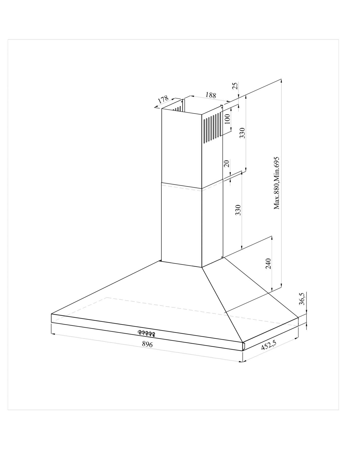 Wiggo WE-C930P(X) - Wandschouw Afzuigkap - 90cm - Rvs