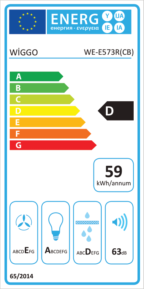 Wiggo WE-E573R(CB) - Inbouw Afzuigkap - 60cm - Créme