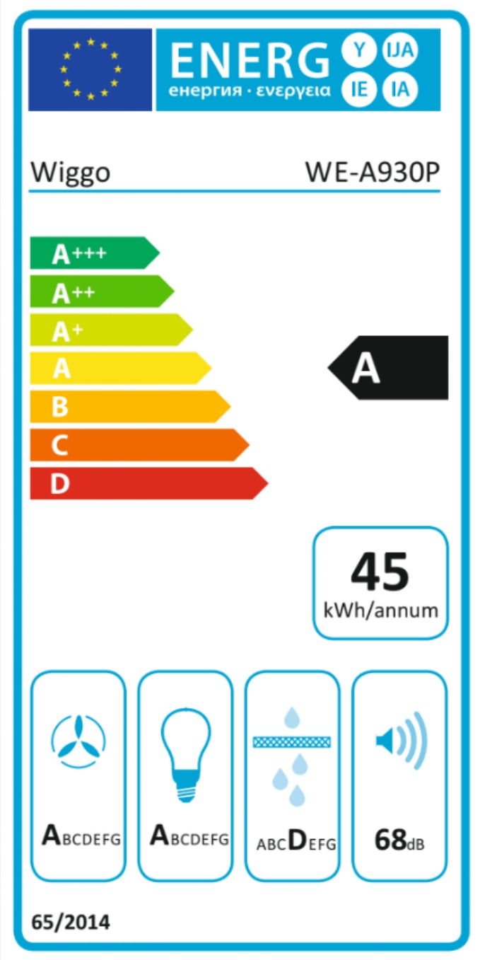 Wiggo WE-A930P(X)  - Wandschouw Afzuigkap - 90cm - Rvs