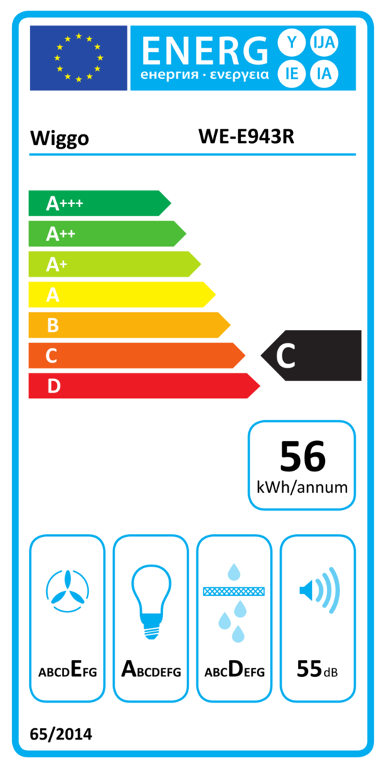 Wiggo WE-E943R(XB) - Inbouw Wandschouw (schuin) Afzuigkap