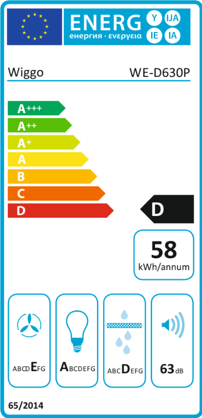 Wiggo WE-D630P(W) - Inbouw Wandschouw (schuin) Afzuigkap