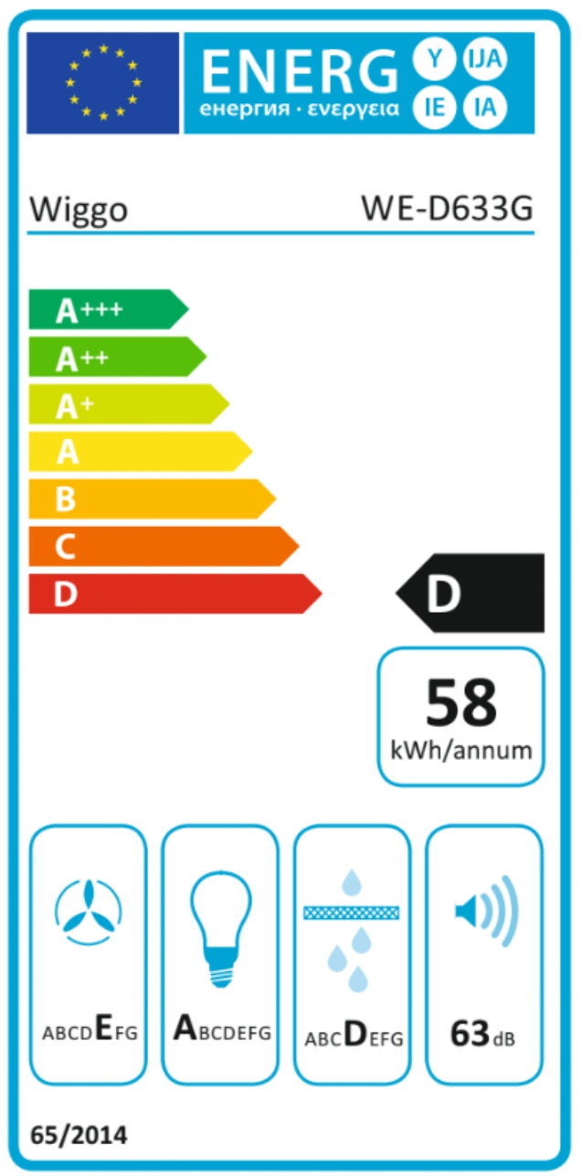 Wiggo WE-D633G(W) - Schuine Afzuigkap - 60cm - Wit Triple Glas