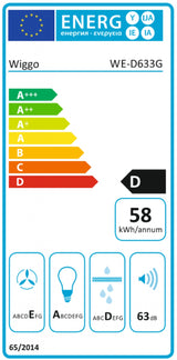 Wiggo WE-D633G(G) - Schuine Afzuigkap - 60cm - Grijs Triple Glas