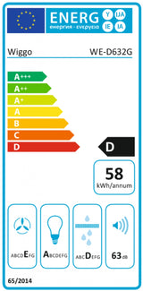 Wiggo WE-D632G(G) - Schuine Afzuigkap - 60cm - Grijs Dubbel Glas