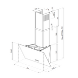 Wiggo WE-E513G(W) - Schuine Afzuigkap - 50cm - Wit Glas