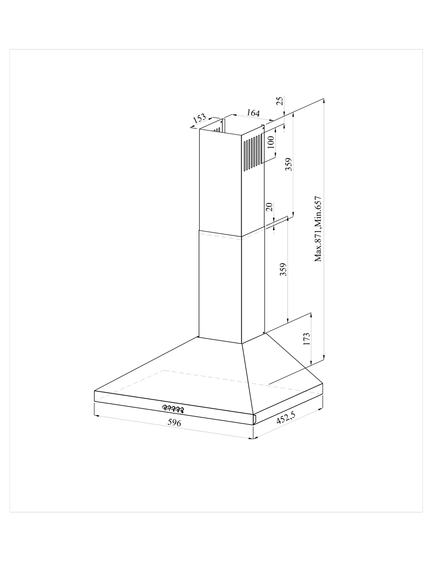 Wiggo WE-E643R(CB) - Wandschouw Afzuigkap - 60cm - Créme