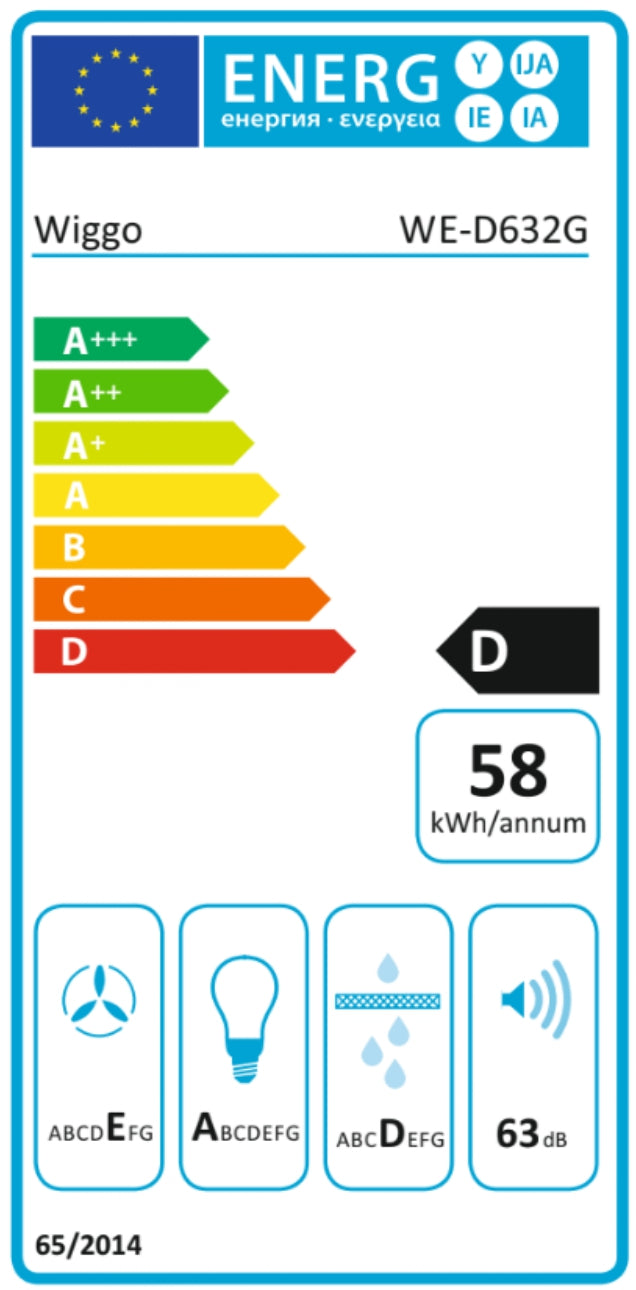 Wiggo WE-D632G(C) - Schuine Afzuigkap - 60cm - Creme Dubbel Glas