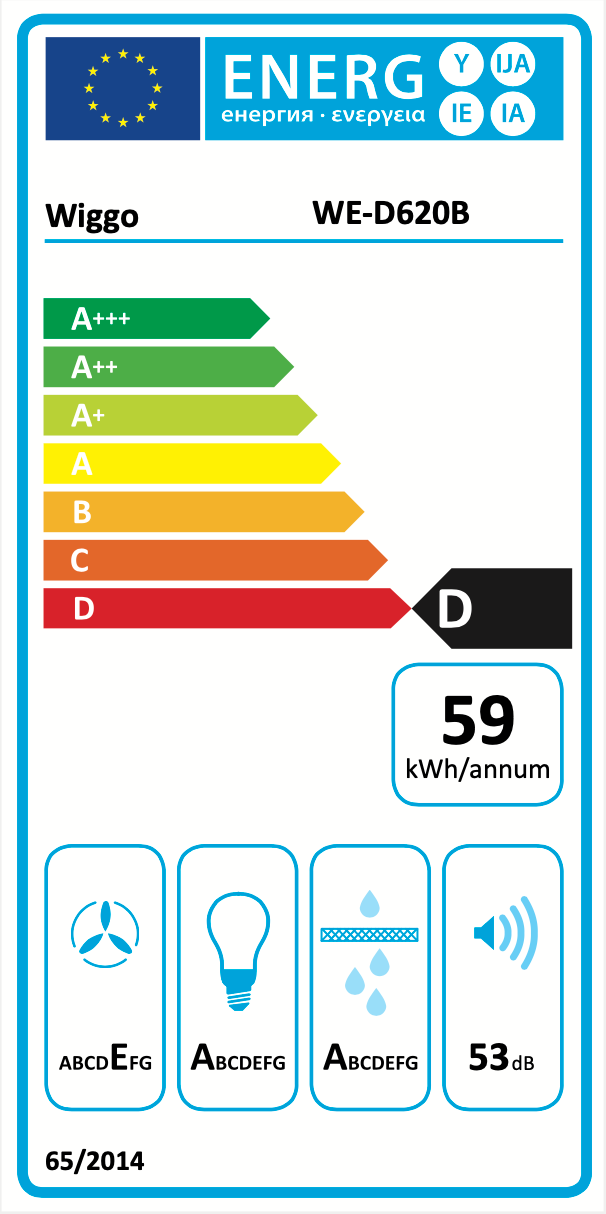 Wiggo WE-D620B(X) Vlakscherm afzuigkap - Zwart - 60 cm