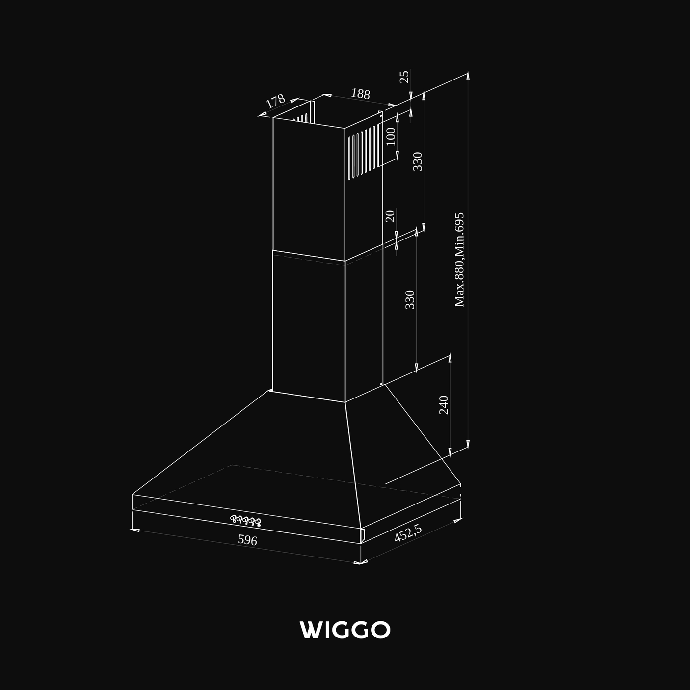 Wiggo WE-D530P(B) - Wandschouw Afzuigkap - 50cm - Zwart