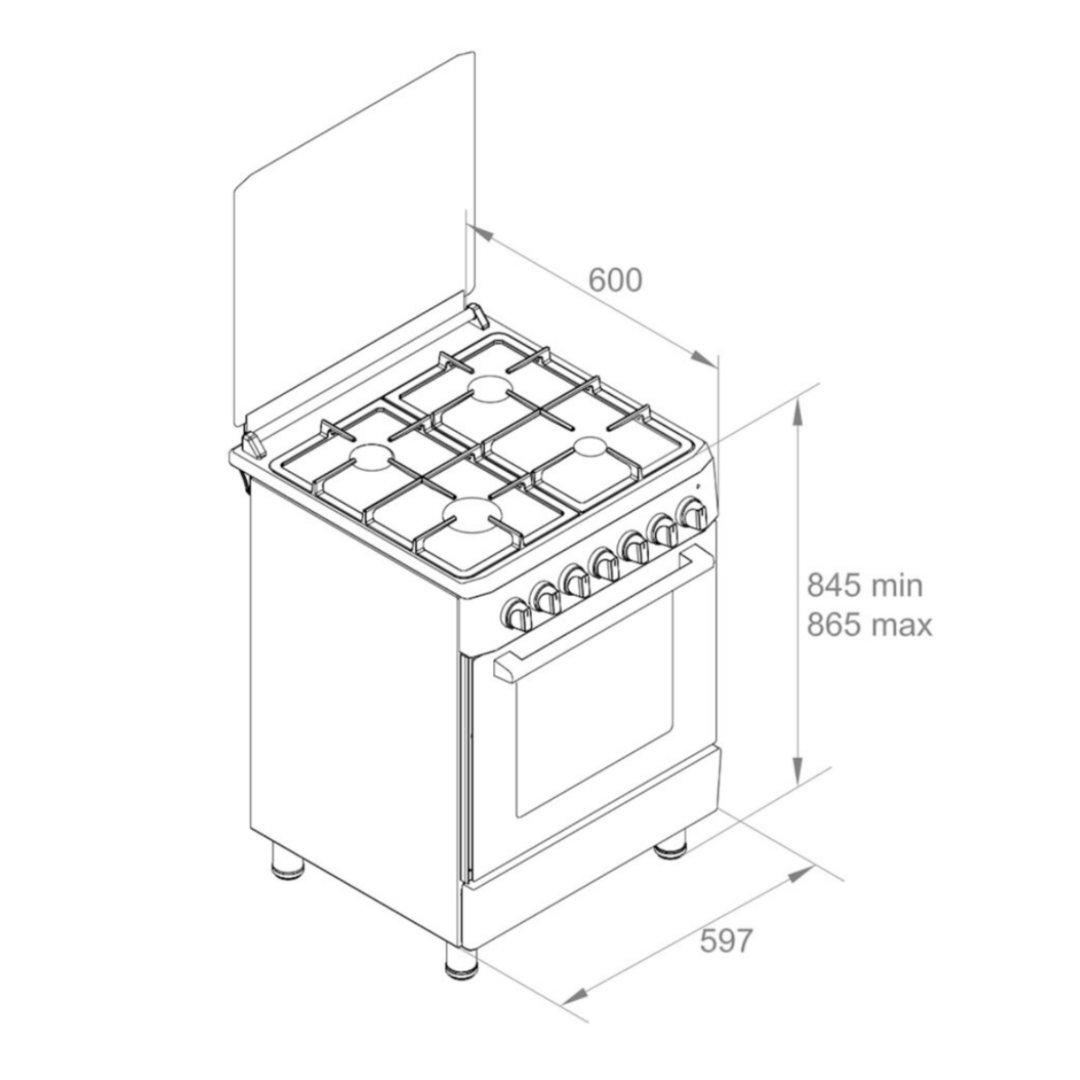 Wiggo WO-E609R (XX) - Gasfornuis Zilver