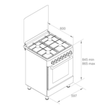 Wiggo WO-E609R (XX) - Gasfornuis Zilver