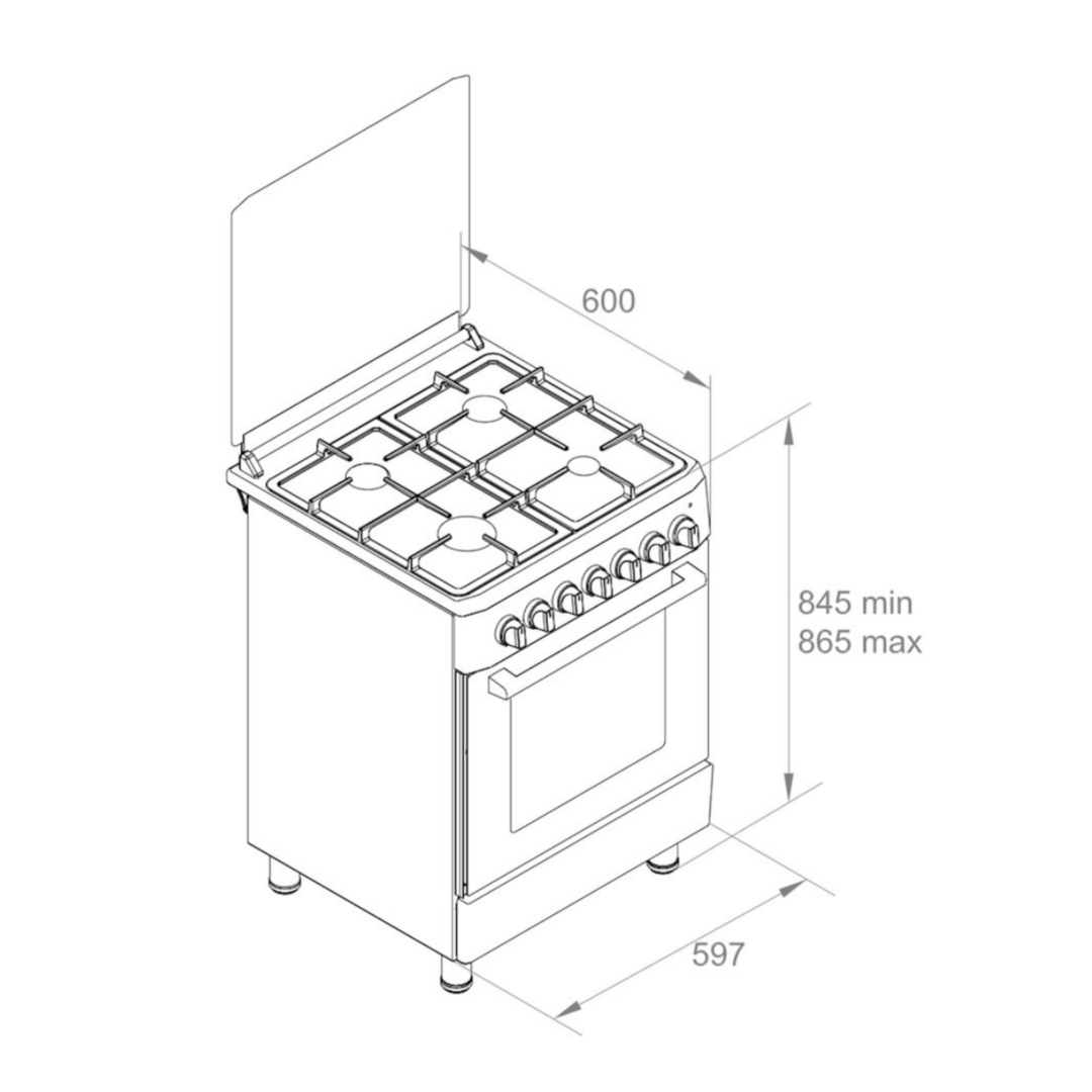 Wiggo WO-E605R(WX) - Gasfornuis Wit