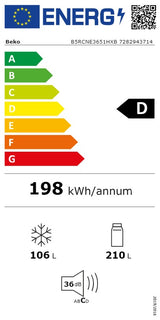 Beko B5RCNE3651HXB nofrost koel-vries combinatie