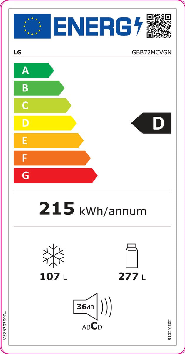 LG GBB72MCVGN koelvriescombinatie 203 cm hoog