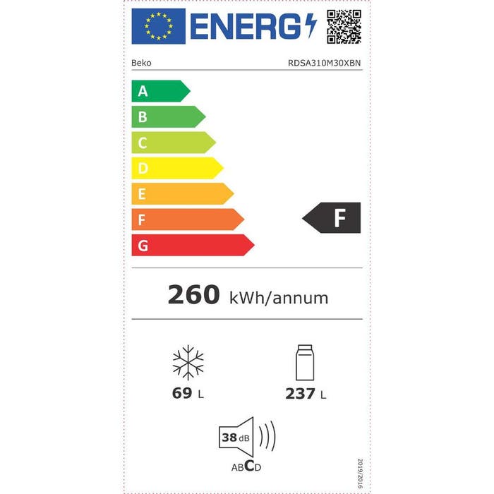 BEKO RDSA310M30XBN koelvriescombinatie 175 cm hoog 60 cm breed