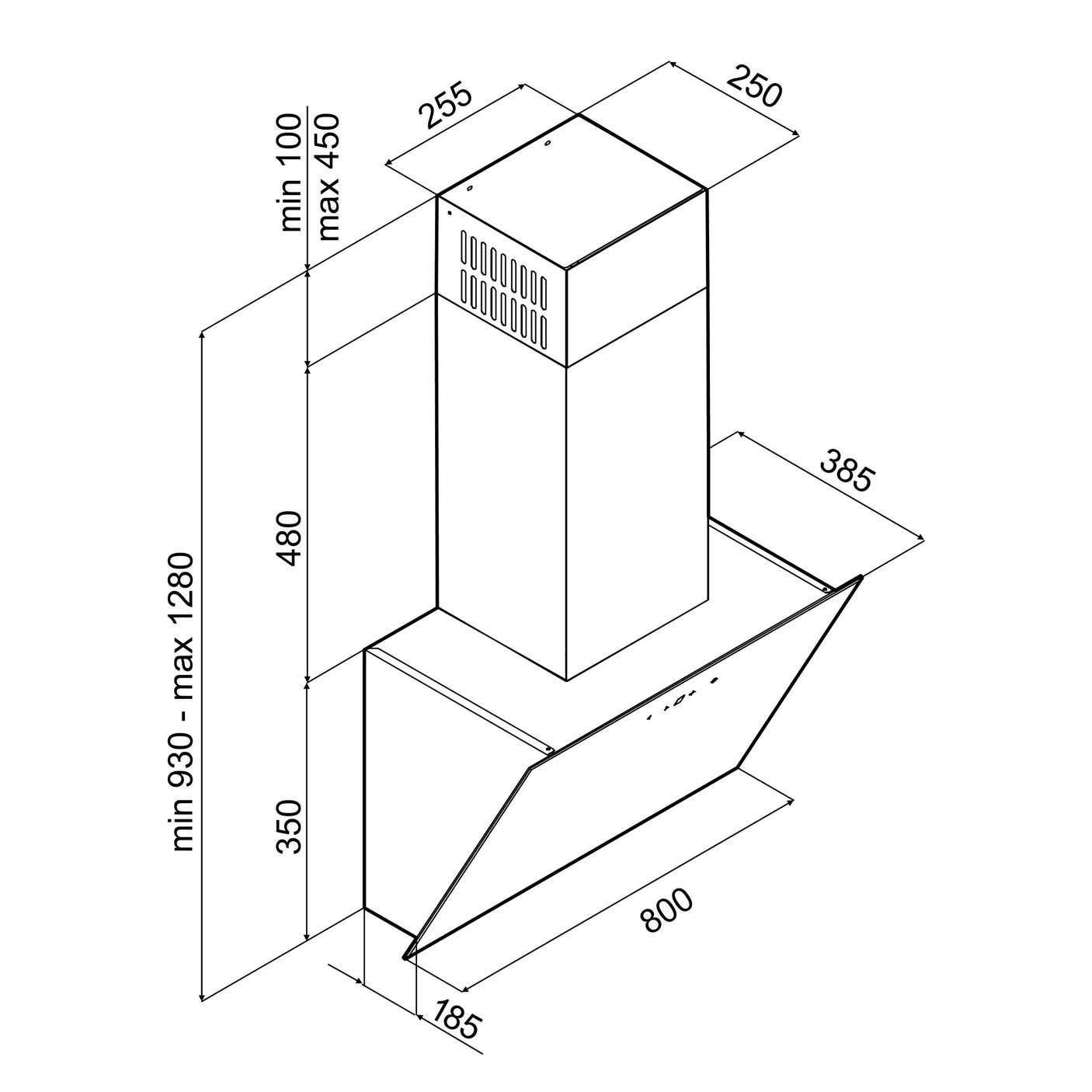 Inventum  AKD8005ZWA Afzuigkap 80 cm breed