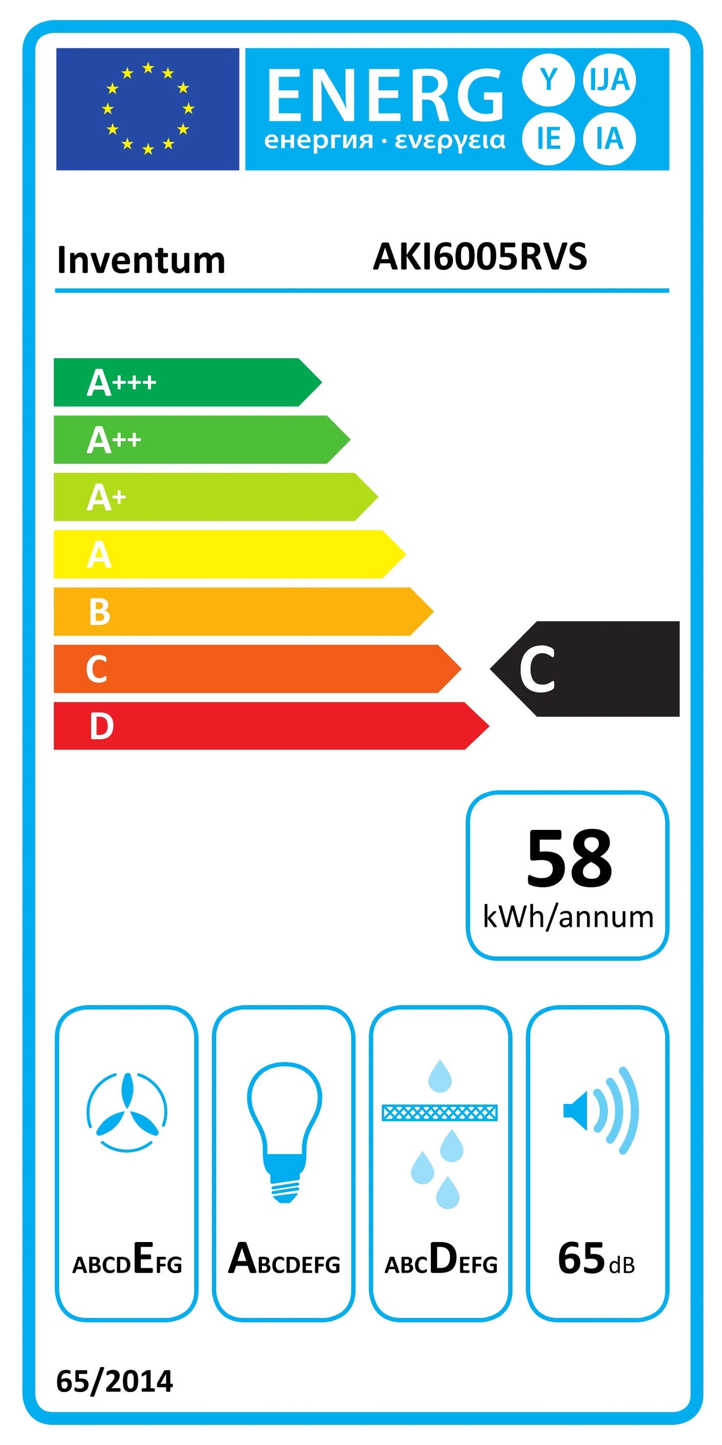 Inventum  AKI6005RVS Afzuigkap 60 cm breed