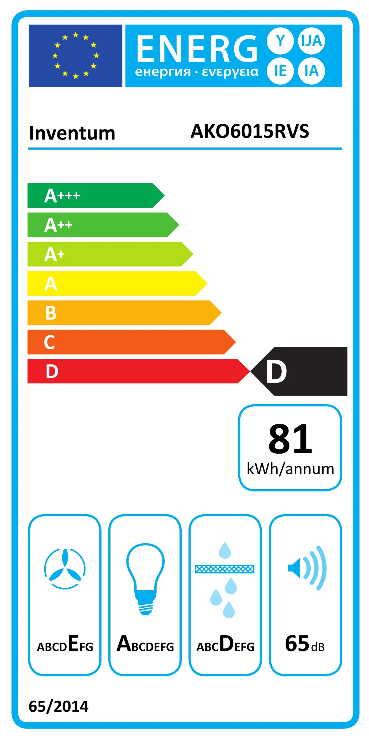 Inventum  AKO6015RVS Afzuigkap 60 cm breed