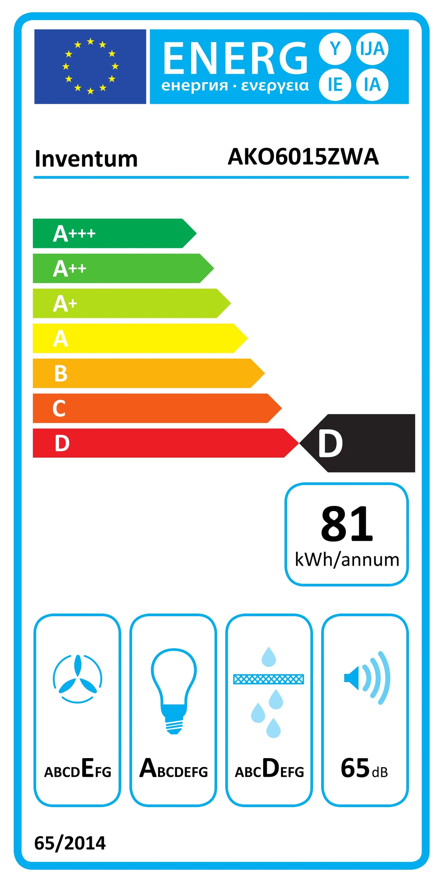 Inventum  AKO6015ZWA Afzuigkap 60 cm breed