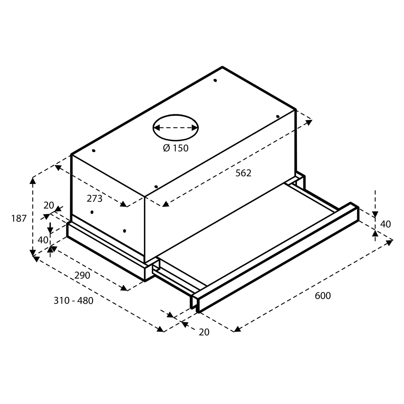 Inventum  AKV6004ZWA vlakscherm  afzuigkap 60 cm breed