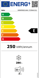 BEKO B3RMFNE314W1 diepvriezer