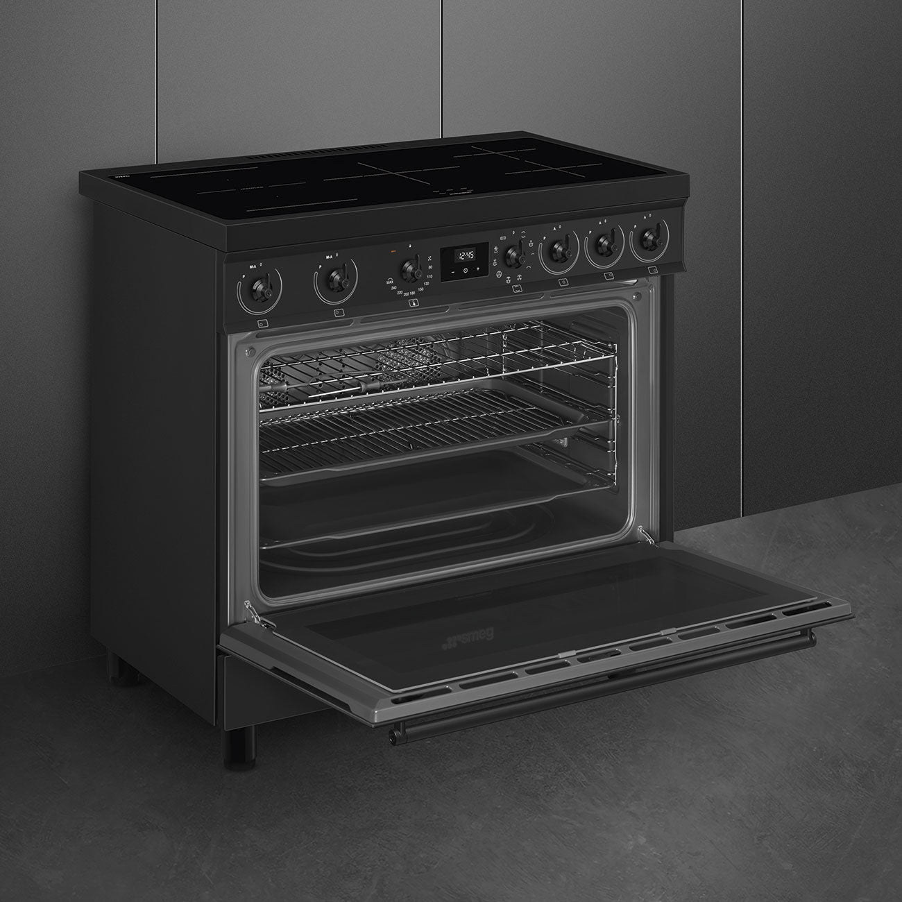 SMEG C9IMN2 90cm breed Fornuis Zwart