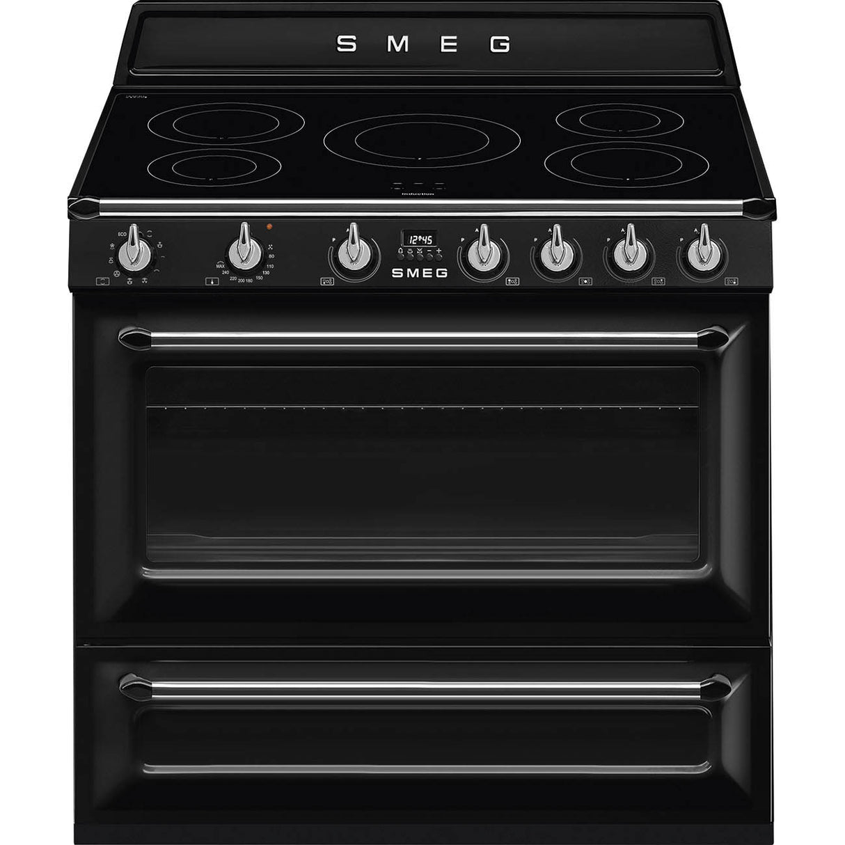 SMEG TR90IBL2 90cm breed Fornuis Zwart