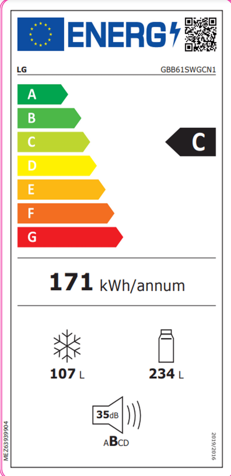 LG GBB61SWGCN1 koelvriescombinatie