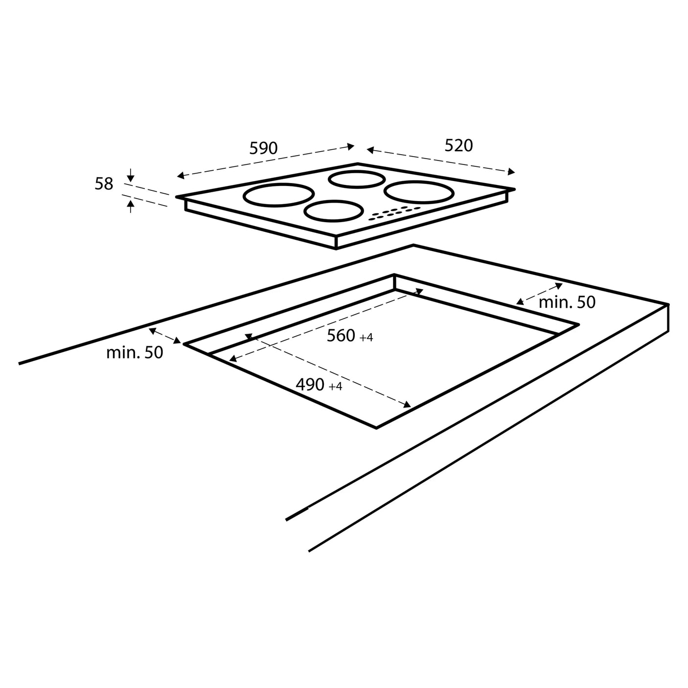 Inventum  IKI6008 Inductie kookplaat 60 cm breed