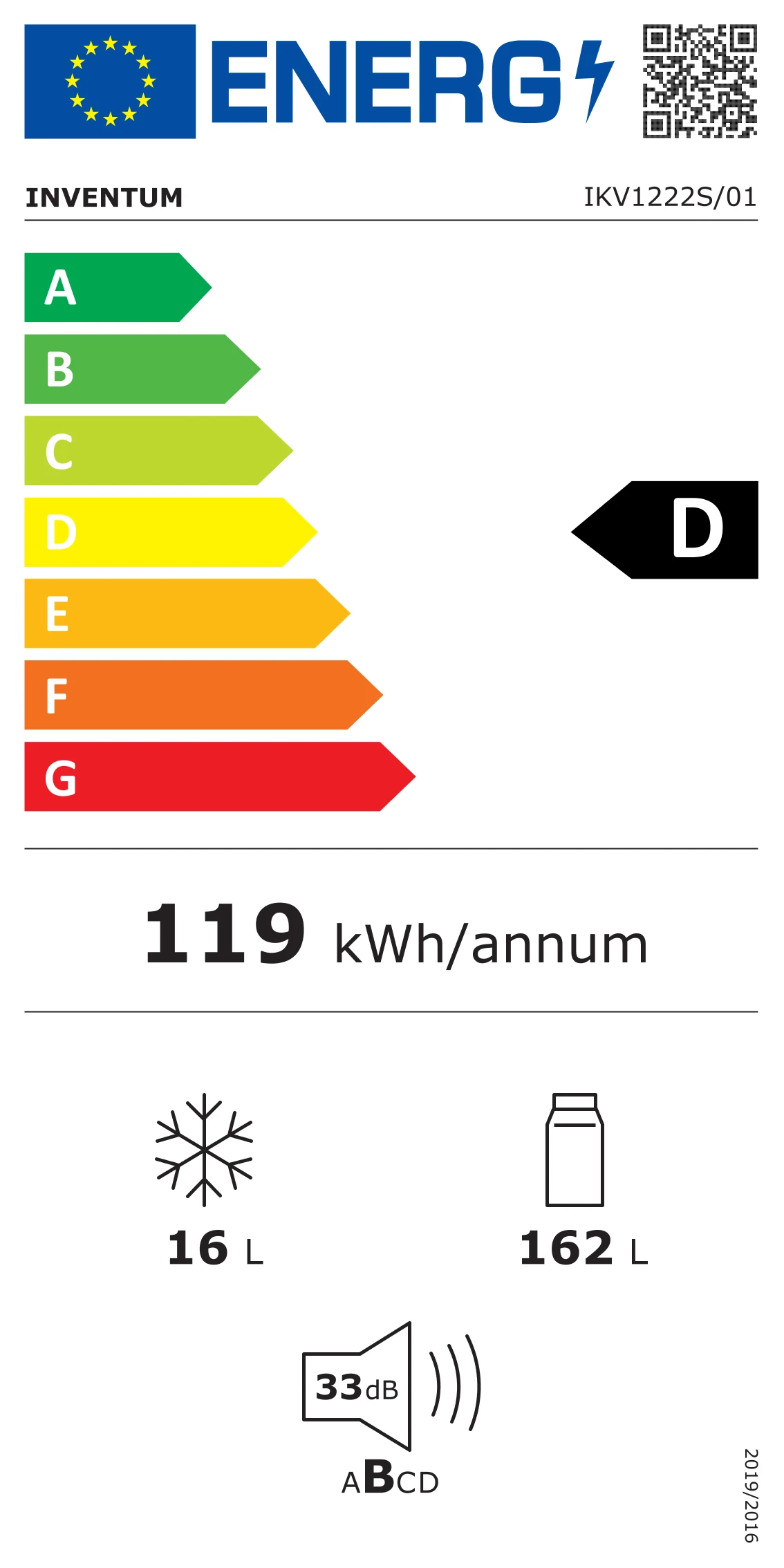 Inventum  IKV1222S Inbouw koelkast met vriesvak nismaat 122 cm sleepdeur systeem