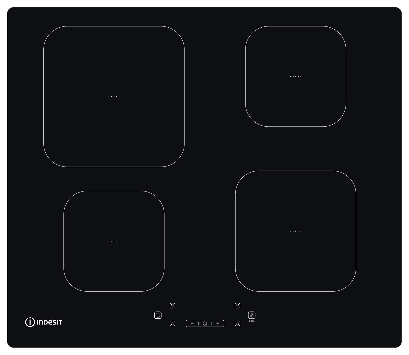 Indesit IS 83Q60 NE Zwart Ingebouwd 59 cm Inductiekookplaat zones 4 zone(s)