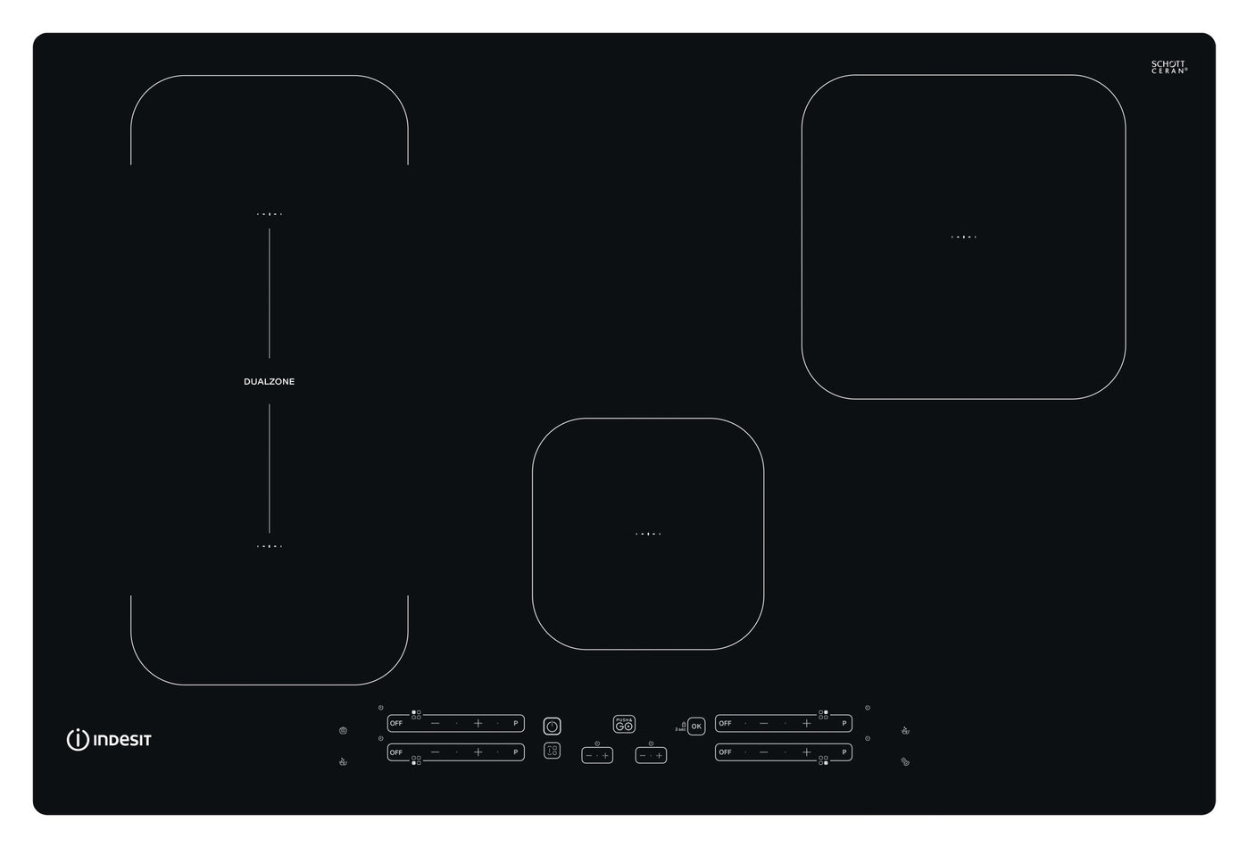 Indesit IB 21B77 NE Zwart Ingebouwd 77 cm Inductiekookplaat zones 4 zone(s)