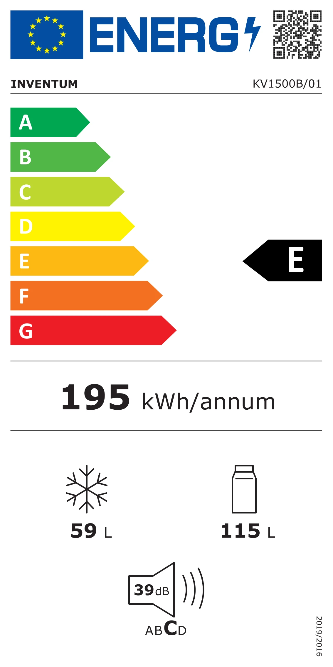 Inventum  KV1500B Koelvriescombinatie 150 cm hoog