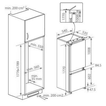 BEKO-BCSA283E4SN-INBOUWTEKENING